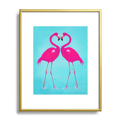 Coco de Paris Flamingo heart Metal Framed Art Print