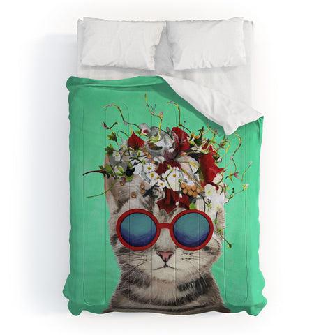 Coco de Paris Flower Power Cat turquoise Comforter