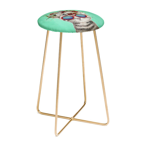 Coco de Paris Flower Power Cat turquoise Counter Stool