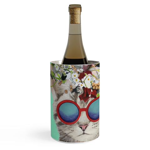 Coco de Paris Flower Power Cat turquoise Wine Chiller