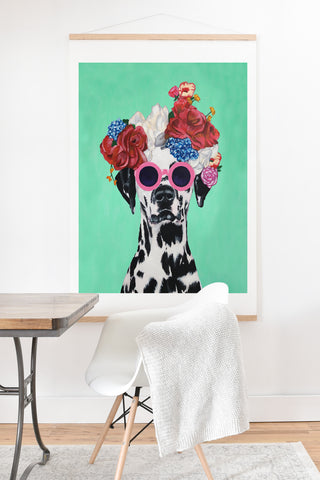 Coco de Paris Flower Power Dalmatian turquoise Art Print And Hanger