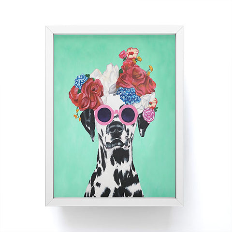 Coco de Paris Flower Power Dalmatian turquoise Framed Mini Art Print