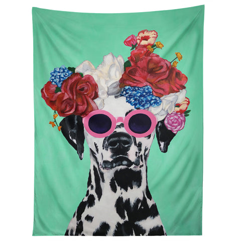 Coco de Paris Flower Power Dalmatian turquoise Tapestry