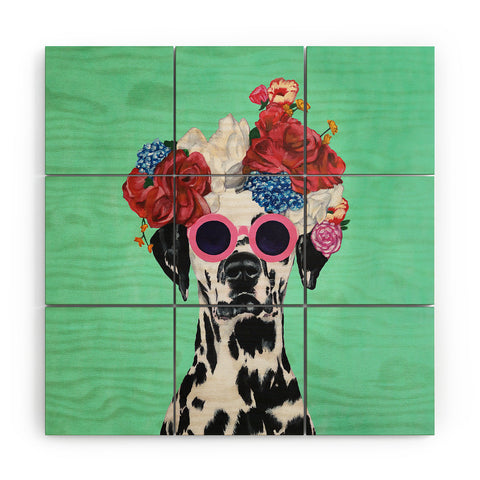 Coco de Paris Flower Power Dalmatian turquoise Wood Wall Mural