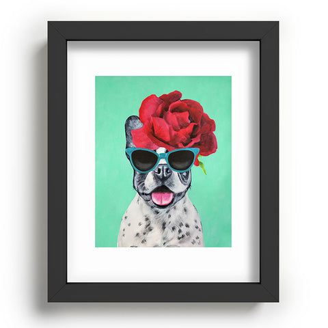 Coco de Paris Flower Power French Bulldog turquoise Recessed Framing Rectangle
