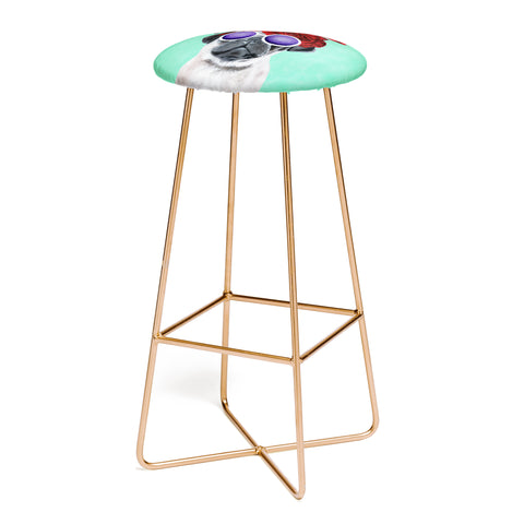 Coco de Paris Flower Power French Bulldog turquoise Bar Stool