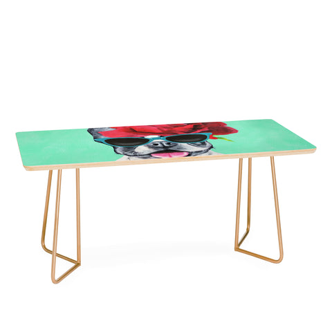 Coco de Paris Flower Power French Bulldog turquoise Coffee Table