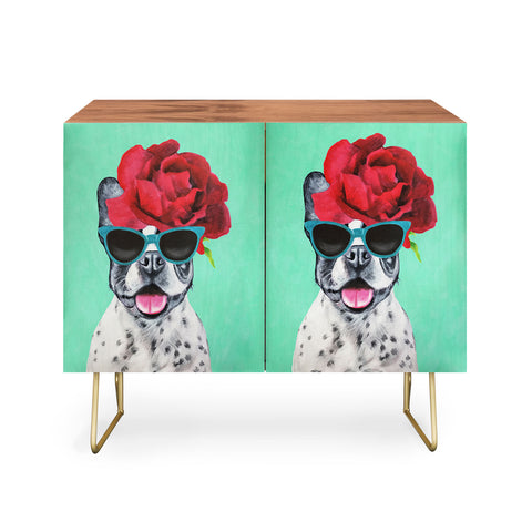 Coco de Paris Flower Power French Bulldog turquoise Credenza