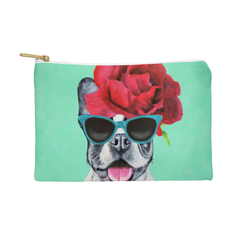 Coco de Paris Flower Power French Bulldog turquoise Pouch