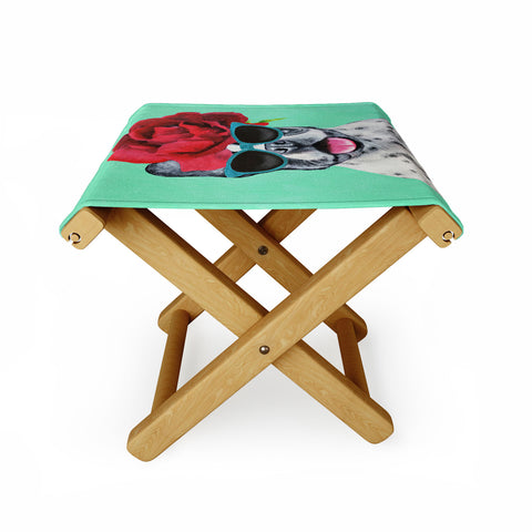 Coco de Paris Flower Power French Bulldog turquoise Folding Stool