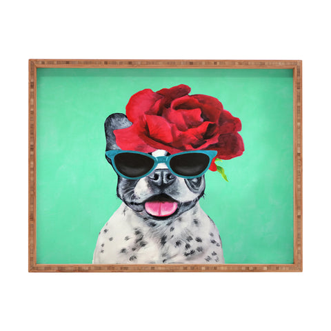 Coco de Paris Flower Power French Bulldog turquoise Rectangular Tray