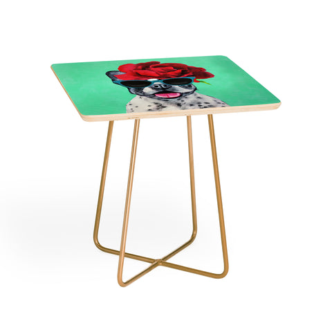 Coco de Paris Flower Power French Bulldog turquoise Side Table
