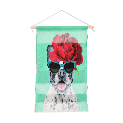 Coco de Paris Flower Power French Bulldog turquoise Wall Hanging Portrait