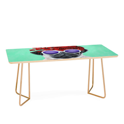 Coco de Paris Flower Power Pug turquoise Coffee Table