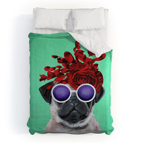 Coco de Paris Flower Power Pug turquoise Comforter
