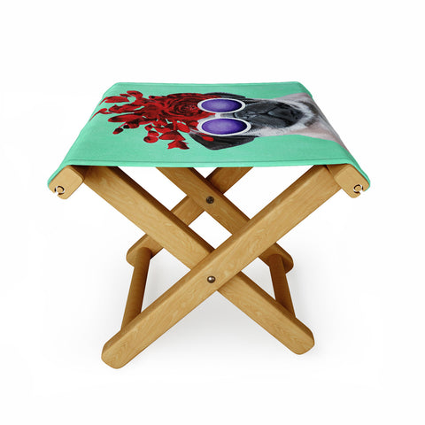 Coco de Paris Flower Power Pug turquoise Folding Stool