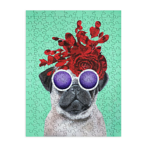 Coco de Paris Flower Power Pug turquoise Puzzle