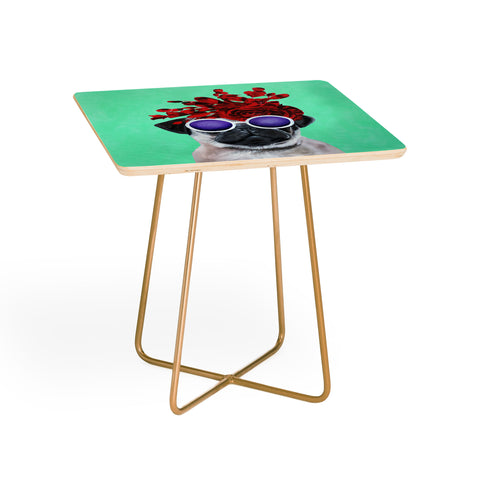 Coco de Paris Flower Power Pug turquoise Side Table