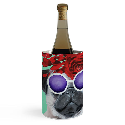 Coco de Paris Flower Power Pug turquoise Wine Chiller