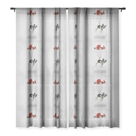 Coco de Paris Flying Frenchie Sheer Window Curtain