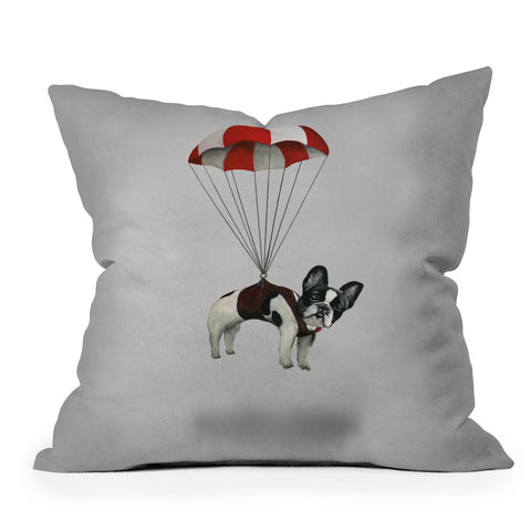 Coco de Paris Flying Frenchie Throw Pillow