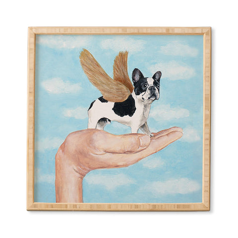Coco de Paris Frenchie with golden wings Framed Wall Art