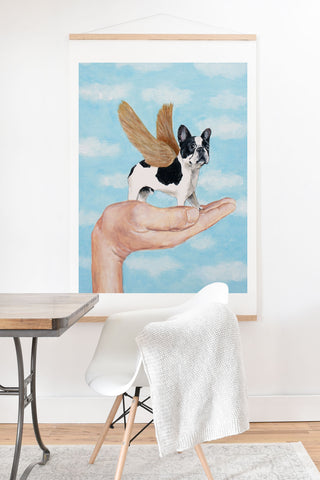 Coco de Paris Frenchie with golden wings Art Print And Hanger