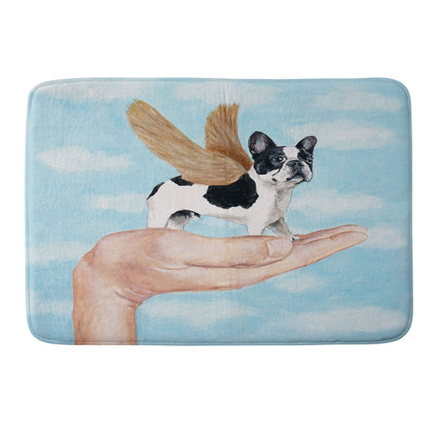 Coco de Paris Frenchie with golden wings Memory Foam Bath Mat