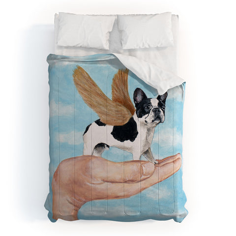 Coco de Paris Frenchie with golden wings Comforter