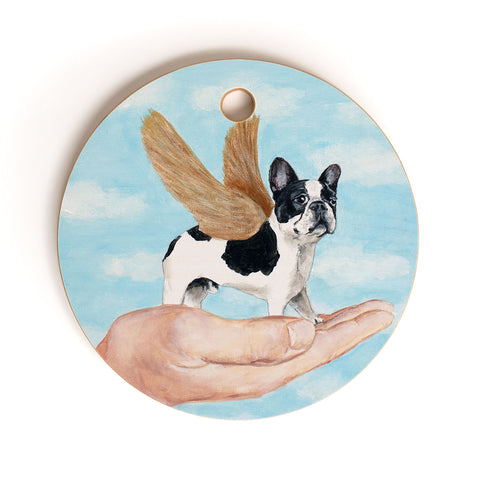 Coco de Paris Frenchie with golden wings Cutting Board Round