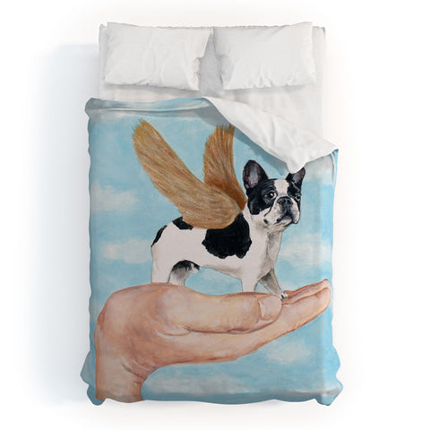 Coco de Paris Frenchie with golden wings Duvet Cover