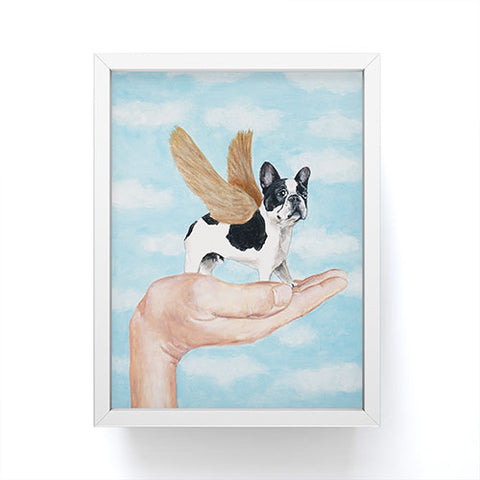 Coco de Paris Frenchie with golden wings Framed Mini Art Print