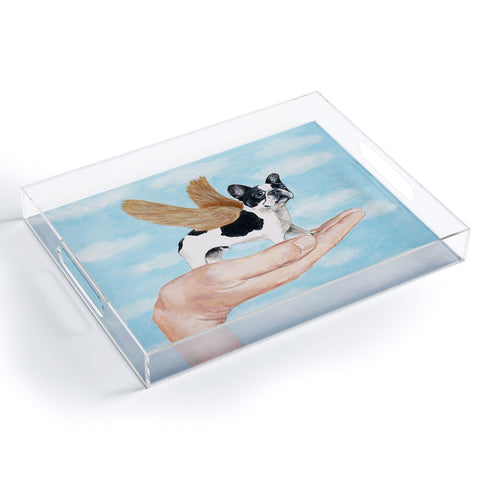 Coco de Paris Frenchie with golden wings Acrylic Tray