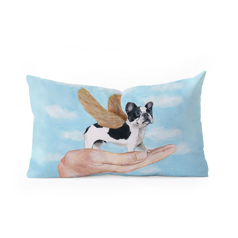 Coco de Paris Frenchie with golden wings Oblong Throw Pillow