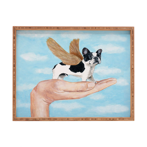 Coco de Paris Frenchie with golden wings Rectangular Tray