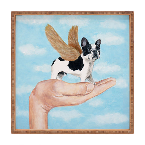 Coco de Paris Frenchie with golden wings Square Tray
