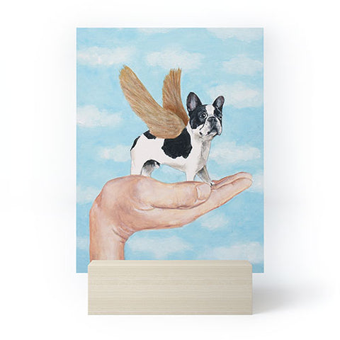 Coco de Paris Frenchie with golden wings Mini Art Print