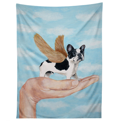 Coco de Paris Frenchie with golden wings Tapestry