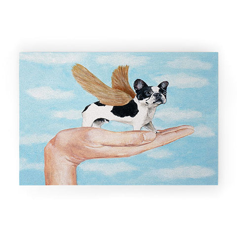 Coco de Paris Frenchie with golden wings Welcome Mat