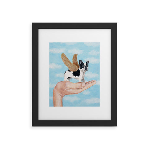 Coco de Paris Frenchie with golden wings Framed Art Print