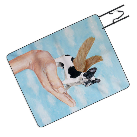 Coco de Paris Frenchie with golden wings Picnic Blanket