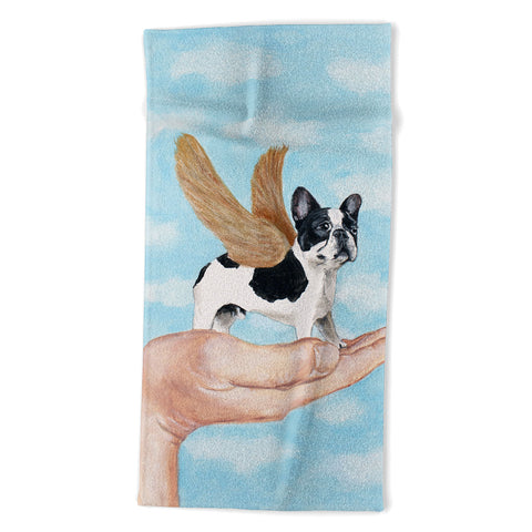 Coco de Paris Frenchie with golden wings Beach Towel