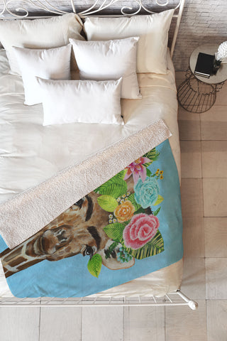 Coco de Paris Frida Kahlo Giraffe Fleece Throw Blanket