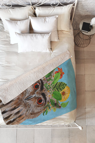 Coco de Paris Frida Kahlo Owl Fleece Throw Blanket