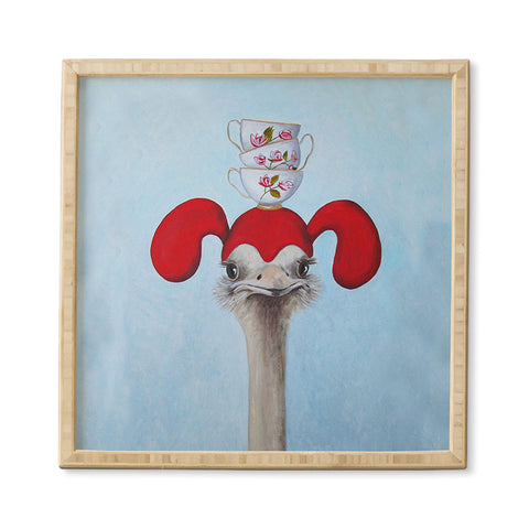 Coco de Paris Funny ostrich with stacking teacups Framed Wall Art