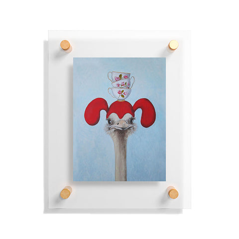Coco de Paris Funny ostrich with stacking teacups Floating Acrylic Print