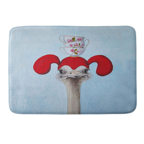 Coco de Paris Funny ostrich with stacking teacups Memory Foam Bath Mat