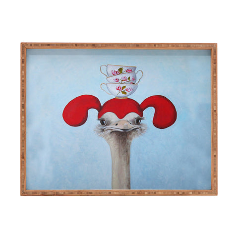 Coco de Paris Funny ostrich with stacking teacups Rectangular Tray