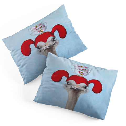 Coco de Paris Funny ostrich with stacking teacups Pillow Shams