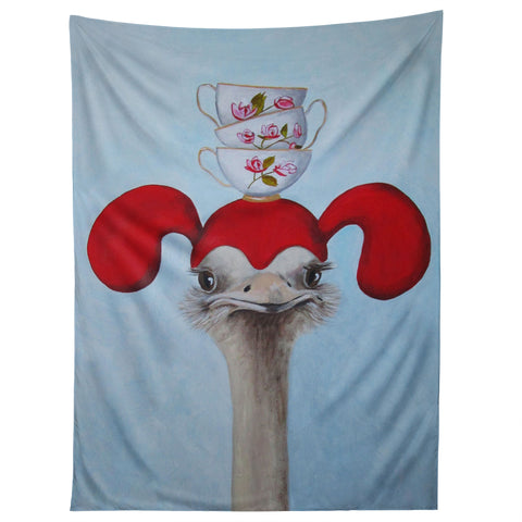 Coco de Paris Funny ostrich with stacking teacups Tapestry